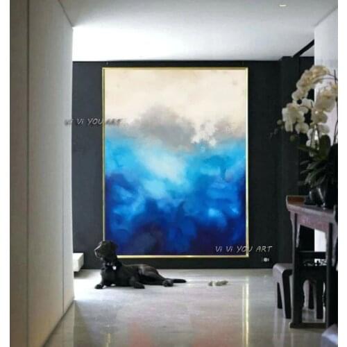 Original Blue painting Hand Painted Large Cloud abstract Oil painting Large art Wall Art Canvas Home Decoration For Living Room