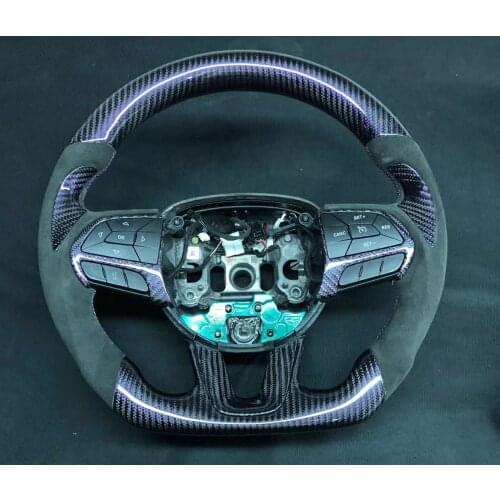 Cuatomized Real Carbon Fiber Sports Steering Wheel Alcantara Leather Replacement For Dodge Charger 2019-2020