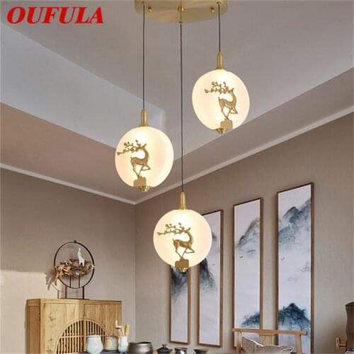 OUFULA New Pendant Light Modern Luxury Brass Lamp Fixtures LED Decorative For Home Stairs Dining Room