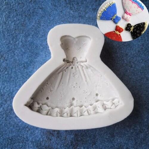 Tube Top Dress Fondant Cake Chocolate Silicone Mould Princess Dress Ms. Evening Dress Tutu Bake Tools A822