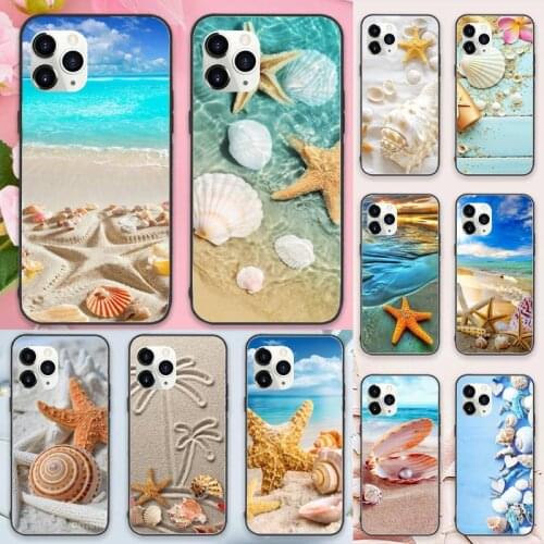 Shells and starfish beach sea Phone Case for iPhone 11 12 pro XS MAX 8 7 6 6S Plus X 5S SE 2020 XR Luxury brand shell