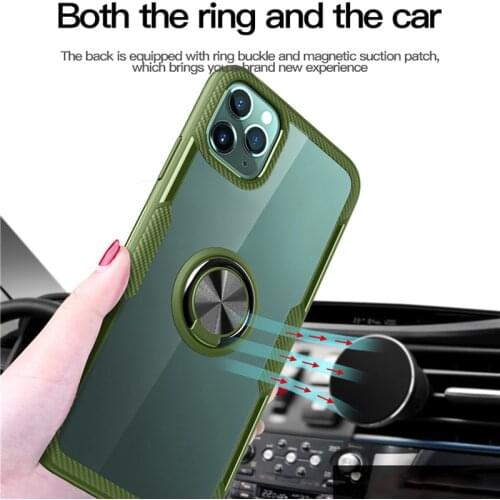 Luxury Transparent Hard PC Metal Magnetic Holder Phone Case For iPhone 11 Pro SE XS max XR XS X 8 7 6s 6 Plus Protection Cover