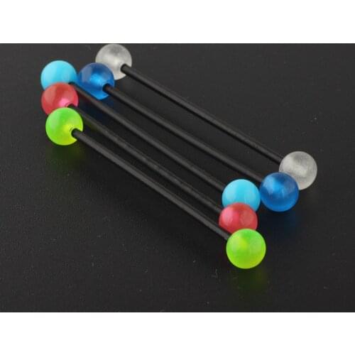 Fanpeijy Grow In The Dark 14G Acrylic Industrial Barbells Earrings Ear Cartilage Tragus Helix Piercing Body Jewelry 38mm 1/5pcs