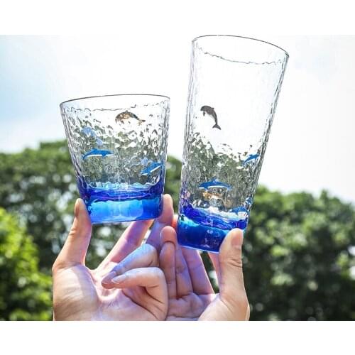 Japanese-style glass home net red creative hammer-printed water cup female fresh heat-resistant cup girl cute