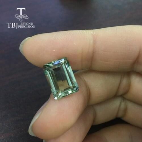 Tbj,8.2ct oct cut of Green amethyst 10*14mm for silver jewelry mounting,100% natural amethyst loose gemstones