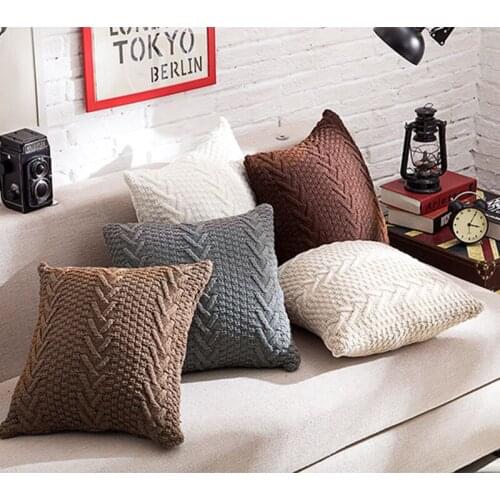 Thick Woolen Knitted Cushion Cover Throw Pillow Covers For Living Room Bedroom Home Decor Car Sofa Cushion Pillowcase 45x45cm