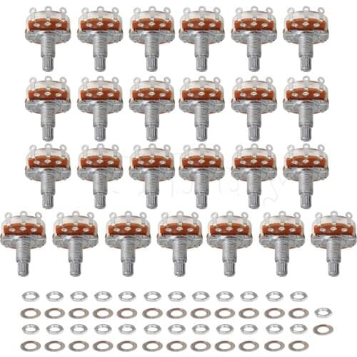 Yibuy Chrome 18mm Shaft A500K Electric Guitar Bass Control Pot Potentiometer Set of 25