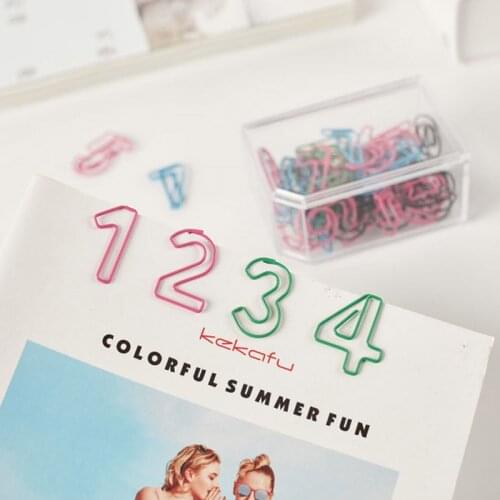 TUTU 10PCS/LOT Metal number Shape Paper Clips candy Color Funny Kawaii Bookmark Office School Stationery Marking Clips H0042