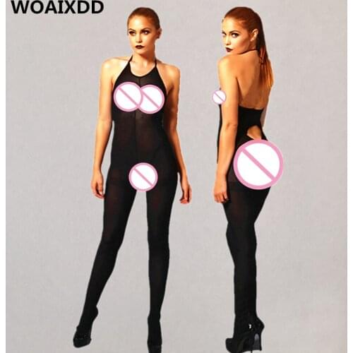 Women Babydoll Lingerie Bodystockings Bodysuits Sleepwear Black Sexy Fishnet Bodysuit Female Pantyhose Open Crotch Bra Underwear