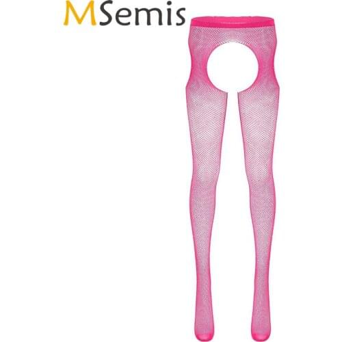 Women Erotic Pantyhose Sheer Fishnet Rhinestones Side Cut Out Hosiery Lingerie High Waist Sexy Open Crotch Tight Stockings Pants