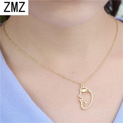 ZMZ 50pcs/lot 2018 Europe/US fashion hollow half face shape pendant creative jewelry for girls girlfriend gift party jewelry