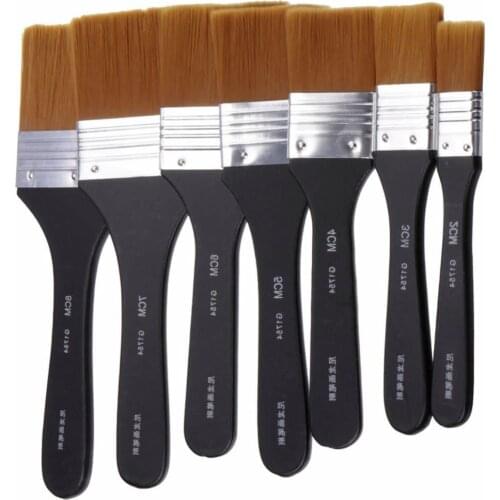 1pc Flat Tips Artist Brush Nylon Hair Oil Painting Watercolor Paint Art Pen 7 Models