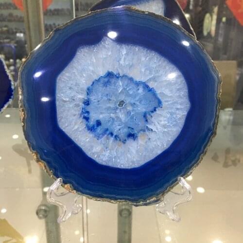 150mm Large BLUE Agate Slice Geode Polished Crystal Quartz