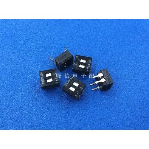 2Pcs ADF02 Japanese straight plug 4-pin 2-digit key type toggle code flat dial switch dial code black 2.54MM