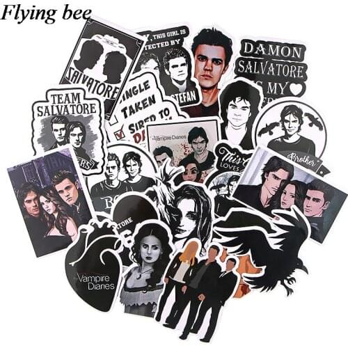 20sets/lot (20pcs/set) Flyingbee The Vampire Diaries Stickers Skateboard Punk Vinyl Sticker Car Decals zombie love Sticker X0756