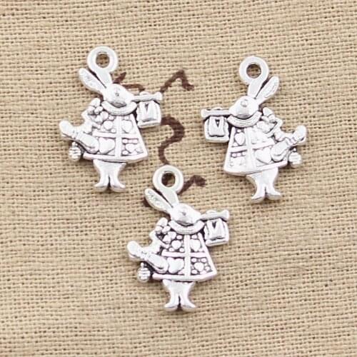 20pcs Charms Trumpet Rabbit 21x15mm Antique Bronze Silver Color Pendants Making DIY Handmade Tibetan Bronze Silver Color Jewelry