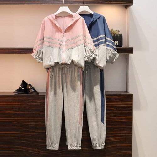 2021 Summer Plus Size Casual Sports Suit Girls Sweater + Casual Sports Pants Two-piece Suit