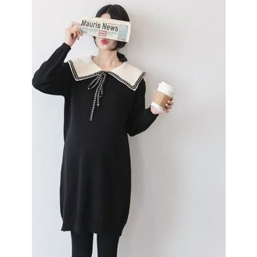 2021 Pregnant Dress Fashion Striped Dress Long Sleeved Vestidos Maternity Clothes For Pregnant Woman Pregnancy Clothes Autumn