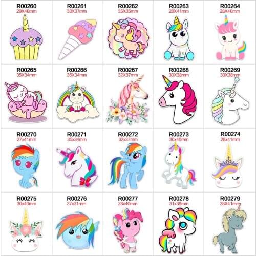 30 Pieces New Unicorn Resin Flat Back for Hair Bows Planar Resin Crafts DIY Handmade Materials