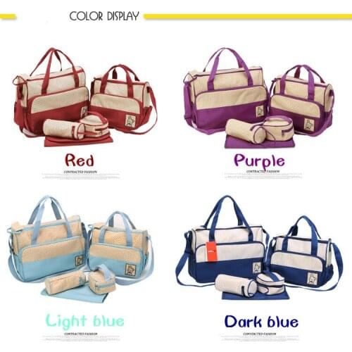 7 Colors 5PCS/Set High Quality HOT Tote Baby Shoulder Diaper Bags Durable Nappy Bag Mummy Mother Baby Bag Baby Care Accessories