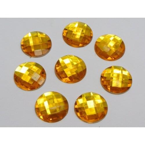 50 Gold Acrylic Flatback Rhinestone Round Gem Beads 20mm No Hole