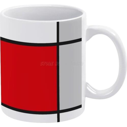 Abstract#9 White Mug 11oz Funny Ceramic Coffee Tea Milk Cups Cubism Cubist Op Art Optical Art Pop Art Suprematism Neoplasticism