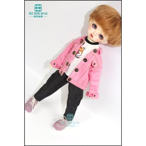 BJD accessories for 27cm-30cm 1/6 BJD YOSD doll fashion denim jacket, T-shirt, casual pants