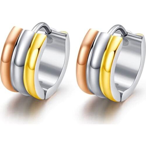 Alisouy 3 Colors Hoop Earrings For Women Fashion Female Hoop Earrings Jewelry Stainless Steel Earrings