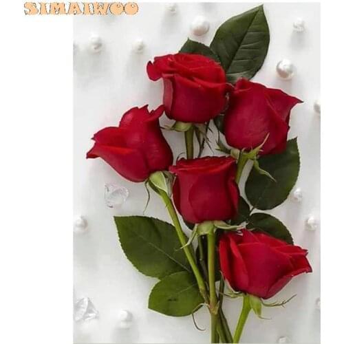 5D DIY Diamond Painting Red Rose Flower Diamond Embroidery Full Cross Stitch Rhinestone Mosaic Home Decor Handmade Gift