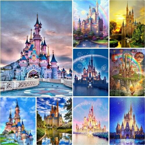 America Odom Castle Scenery 5D DIY Full Drill Diamond Painting Mosaic Art Cross Stitch Craft Diamond Rhinestones Home Wall Decor