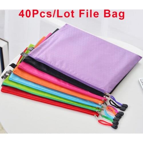 40Pcs/Lot Waterproof Zipper Paper File Folder Book Pencil Pen Case Bag File document bags office student supply