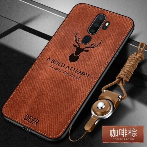 For OPPO A9 2020 Case Luxury Soft Silicone+Hard fabric Deer Cat Protective Back Cover Case for OPPO A5 2020 phone shell