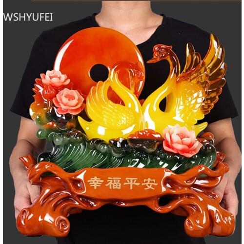 Chinese Resin Swan Model Sculpture Ornaments Living Room Auspicious Decoration Marriage Room Decor Accessories Wedding Gifts