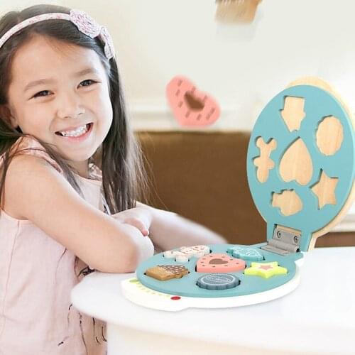 Kids Wooden Cookies Baking Toys Kitchen Pancake Maker Pretend Play Sets for Toddlers Baby Interactive Early Learning Toy