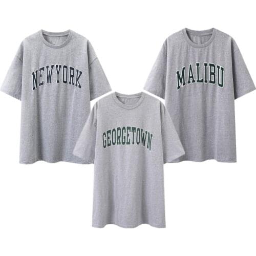 Oversize Women Soft Cotton O Neck T-shirt 2021 Summer Fashion Ladies Vintage Casual Loose T-shirt Female Letter T-shirt Top