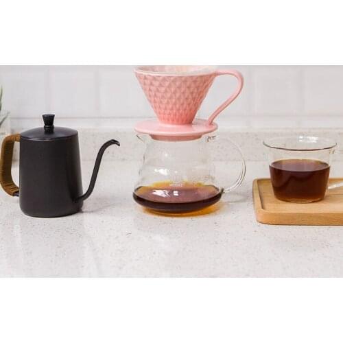 Ceramic Coffee Filter Cup Conical Filter Cup Hand Made Coffee Filter Cup Single Hole Threaded Filter Cup with Spoon Filter