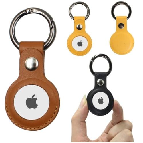 Leather Protective Sleeve For Apple Airtag Tracker Location Case Cover Protector For Iphone Airtags Keychain Spring clasp