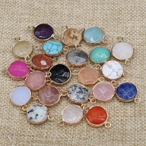 3Pcs Natural Stone Connector Section Round Semi-Precious For Jewelry Making DIY Necklace Bracelet Anklet Accessory