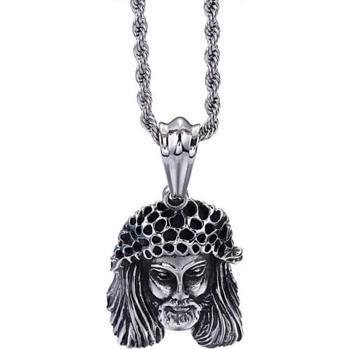 New jewelry titanium steel retro exaggerated head of the elderly man hip hop pendant