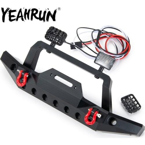 YEAHRUN Metal Protection Net Front Bumper with Led Light for Traxxas TRX-4 Sport 82024-4 1:10 RC Crawler Car Parts