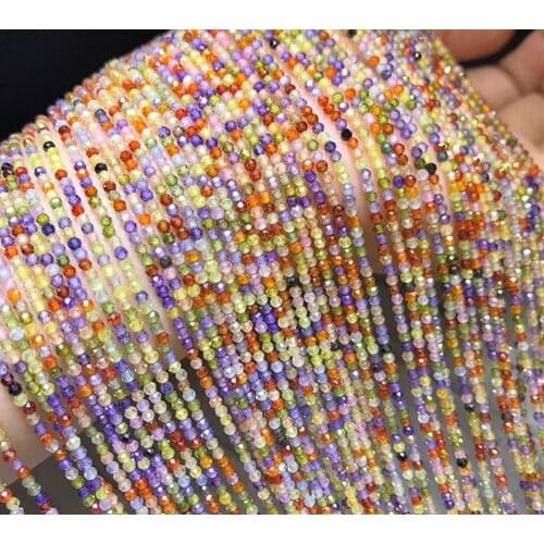 Mixcolors zircon round faceted 2/3/4mm 14" for DIY jewelry making loose beads FPPJ wholesale beads nature gem stone coral
