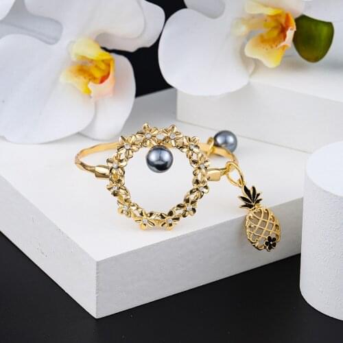Hawaiian New Design Trendy Bangle Fashion Marshall Jewelry Pineapple Flower Pearl Bracelets Bracelet Wholesale Price for Women