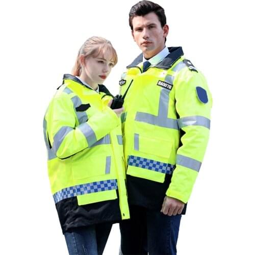 Mens Windproof Jackets Hooded Outdoor Waterproof Clothing Workwear Long Sleeve Jerseys Reflective Jacket With Warm Down Liner