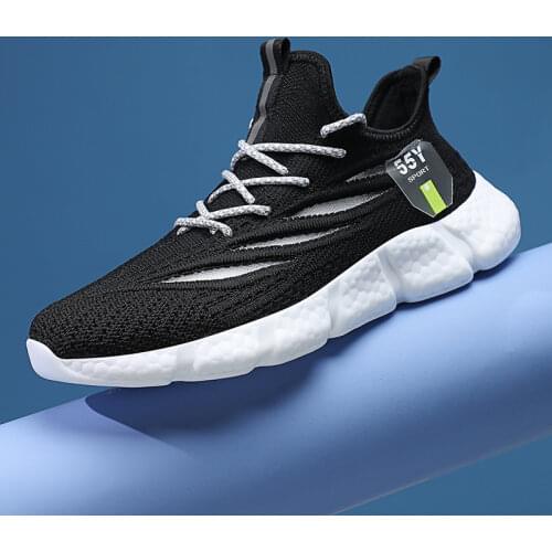 Summer Mens Sneakers Non-Slip Stable Sports Shoes Breathable Running Sock Footwear Comfortable Jogging Zapatos Size 39-46