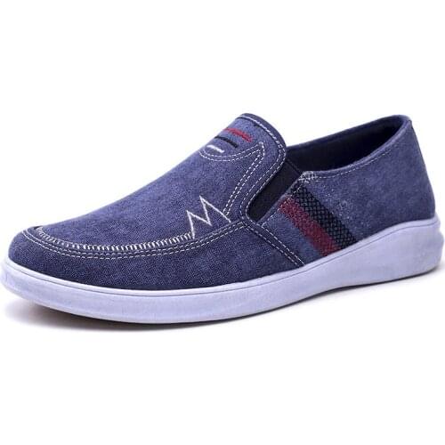 2021 Spring Autumn New Fashion Chinese Style Canvas Shoes Breathable Low Heel Slip-on Shallow Mens Vulcanize Shoes for Daily