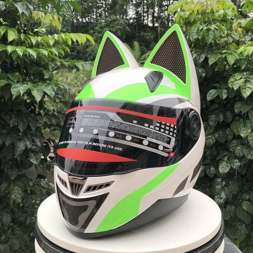 New arrival NITRINOS Full Face Motorcycle Street Helmet Women Cat Helmets With Ears Neko Helmet