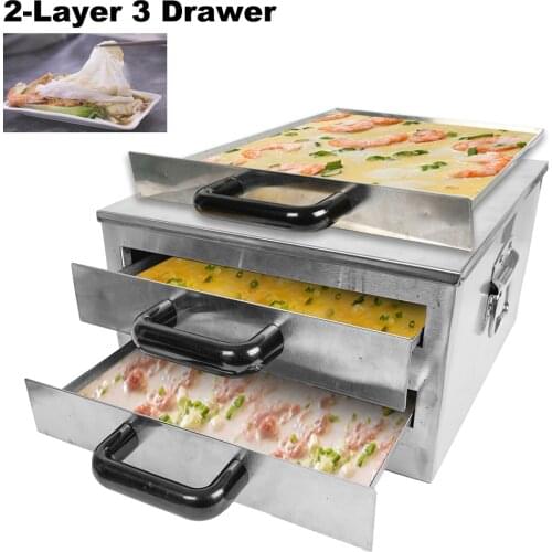 3 Trays 2 Layer Rice Bun Noodle Roll Steamer Machine Vermicelli Roll Steaming Furnace Household Restaurant Hotel