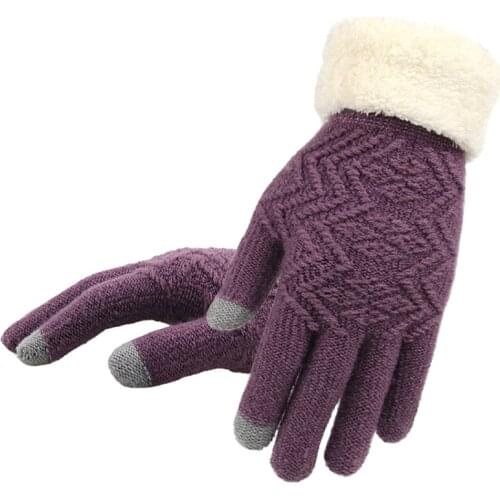 Winter Women Knitted Gloves Touch Screen Female Gloves Knitted Thicken Warm Full Finger Soft Stretch Knit Mittens Ladies Guantes