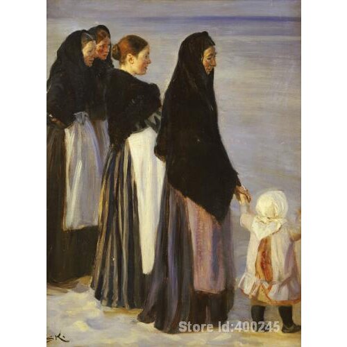 Oil painting beach scene The Departure Of The Fishing Fleet Details Peder Severin Kroyer artwork on canvas Handmade High Quality