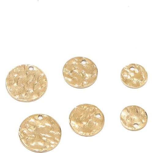 8MM/10mm/12MM gold tone stainless steel Pendant Charms Flat Round Charms with hole for Jewelry Making